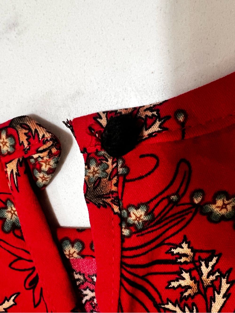 Red Floral Long-Sleeve Midi Dress homemade - Picture 5 of 10